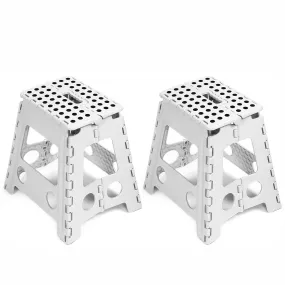 2 Pack Folding Step Stool with Portable Carrying Handle Safe Enough, White