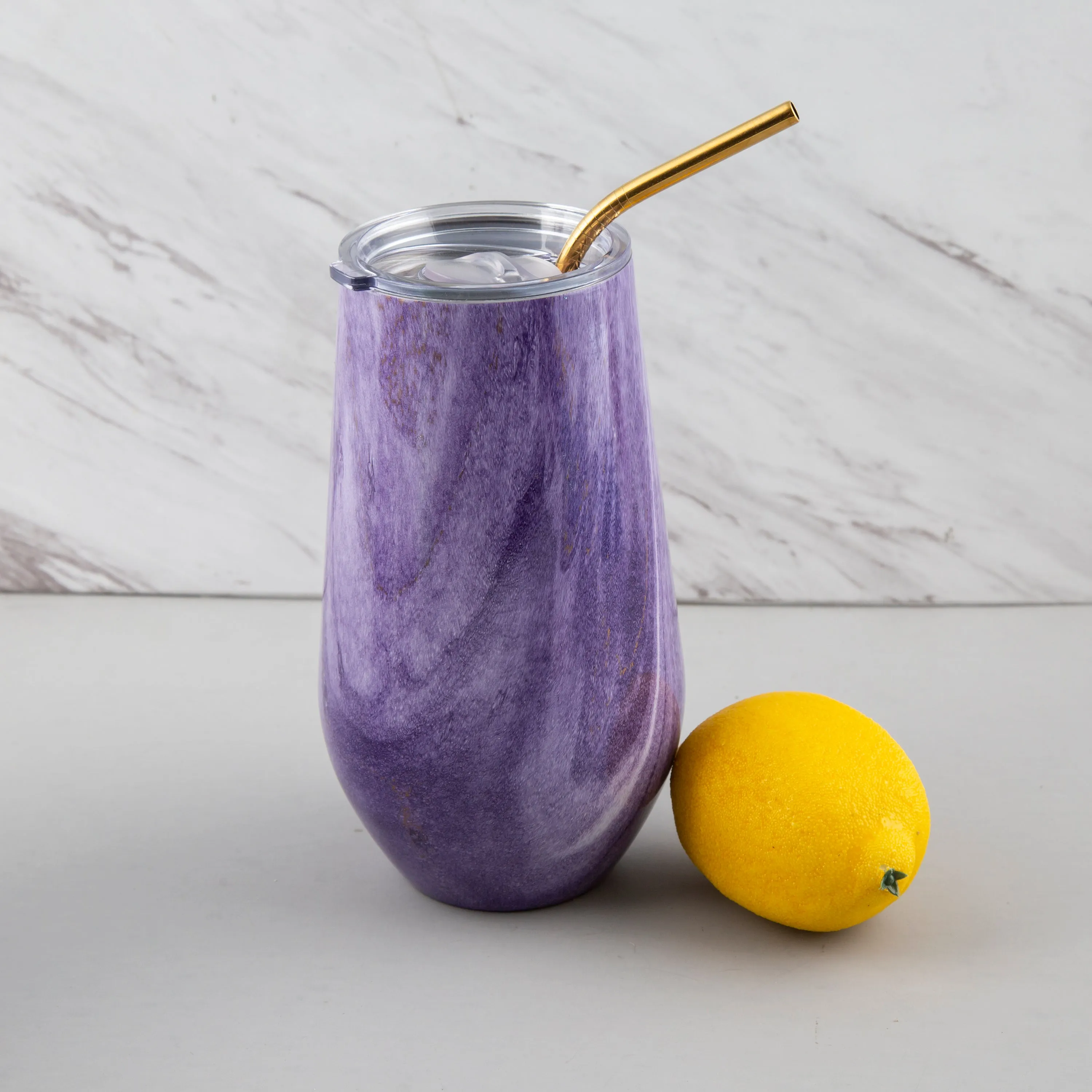 2 Pack of Amethyst Purple Geode Straw Tumblers