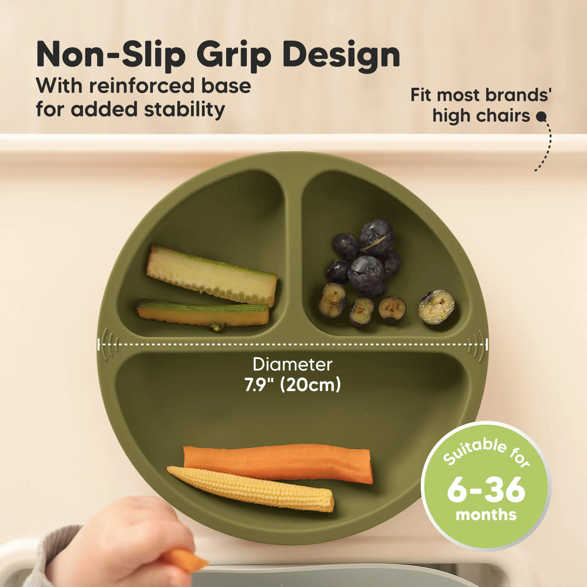 3-Pack Prep Silicone Suction Plates (Olives)