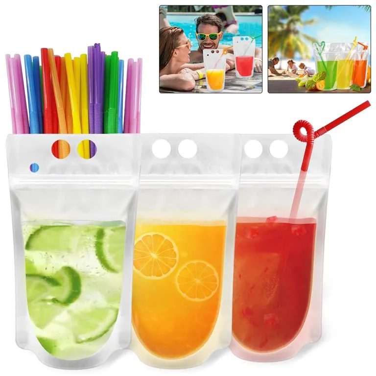 500ml Stand-Up Drink Pouches 13x23x4cm Reusable 100mic