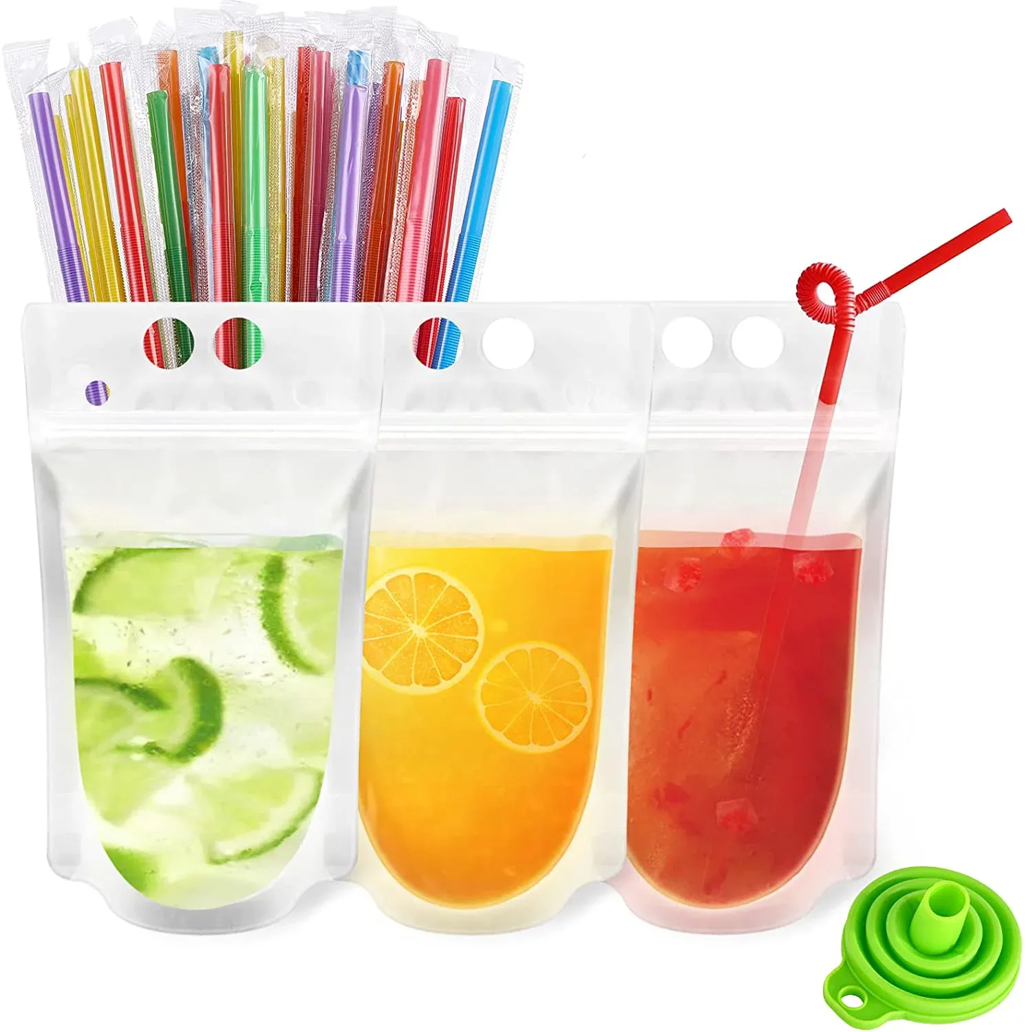 500ml Stand-Up Drink Pouches 13x23x4cm Reusable 100mic