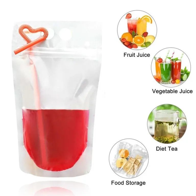 500ml Stand-Up Drink Pouches 13x23x4cm Reusable 100mic