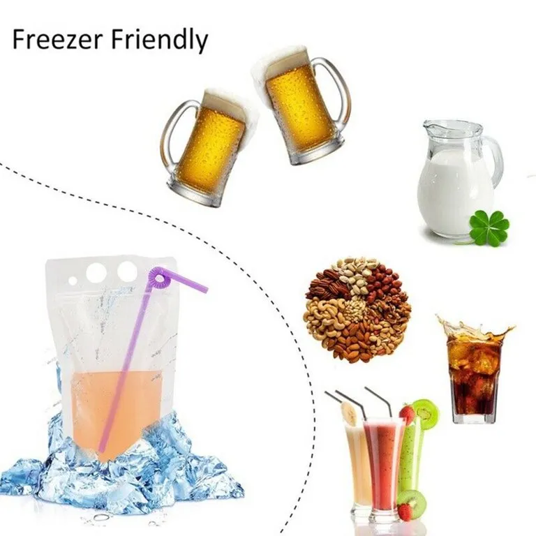 500ml Stand-Up Drink Pouches 13x23x4cm Reusable 100mic