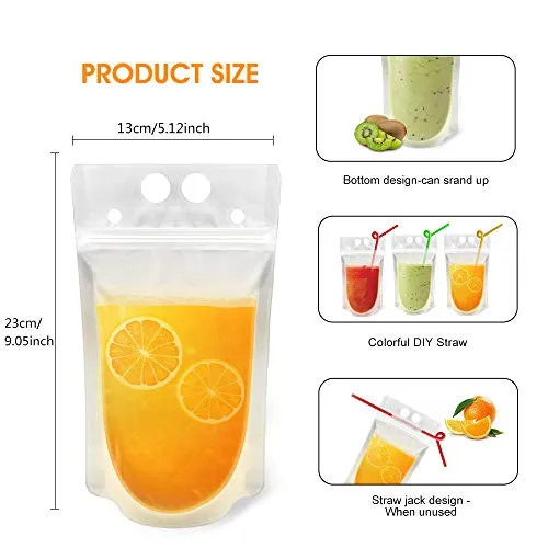 500ml Stand-Up Drink Pouches 13x23x4cm Reusable 100mic