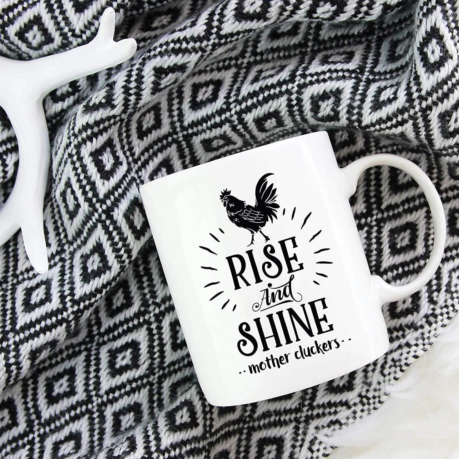 Andaz Press 11oz. Hot Chocolate Coffee Mug Gift, Rise and Shine Mother Cluckers