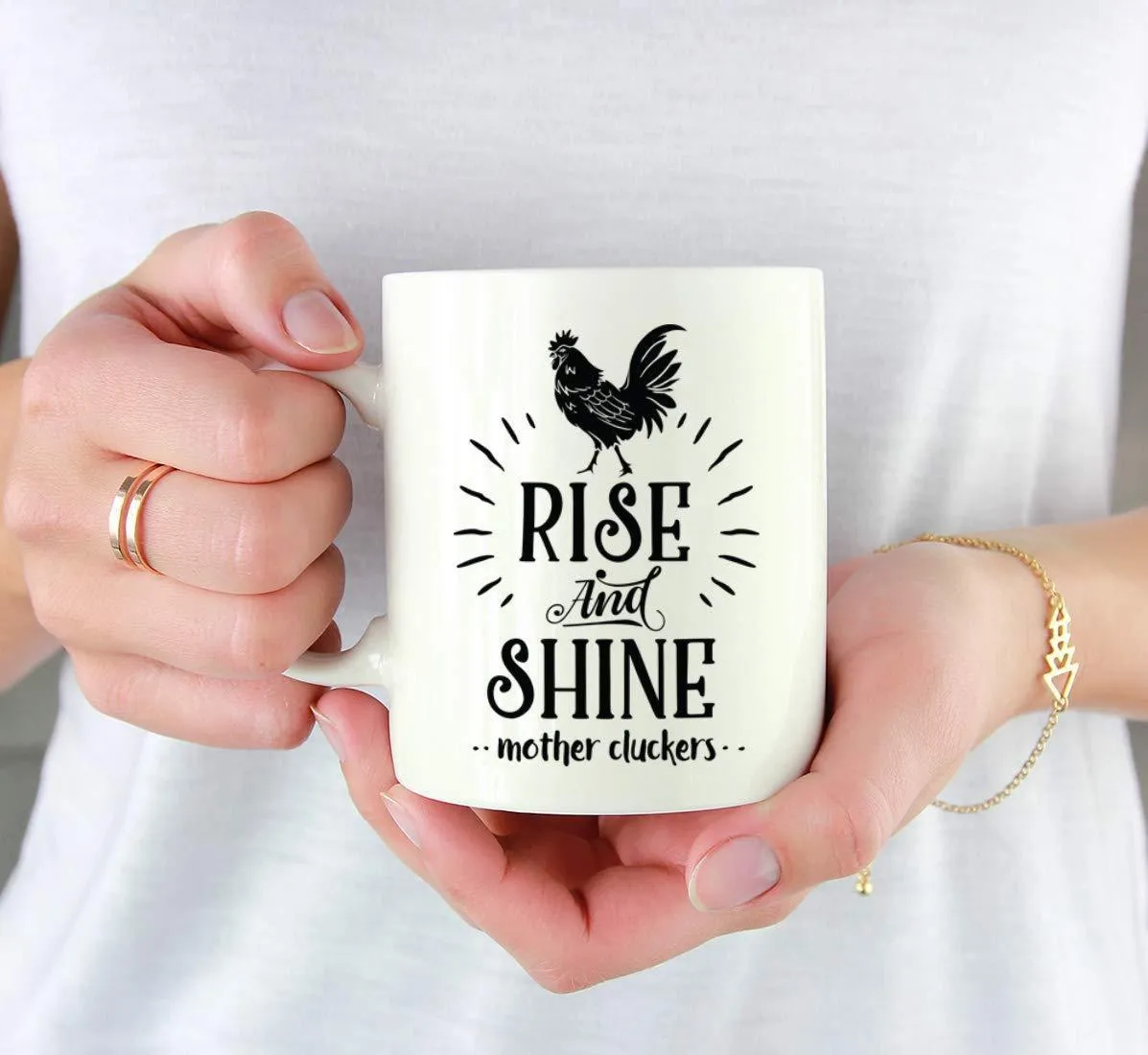 Andaz Press 11oz. Hot Chocolate Coffee Mug Gift, Rise and Shine Mother Cluckers