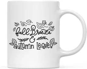 Andaz Press Autumn 11oz. Coffee Mug Gift, Fall Breeze Autumn Leaves, Black