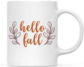 Andaz Press Autumn 11oz. Coffee Mug Gift, Hello Fall, Rustic Leaves