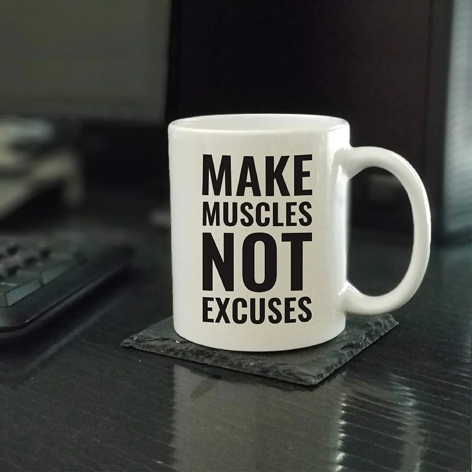 Andaz Press Fitness Coffee Mug Make Muscles Not Excuses