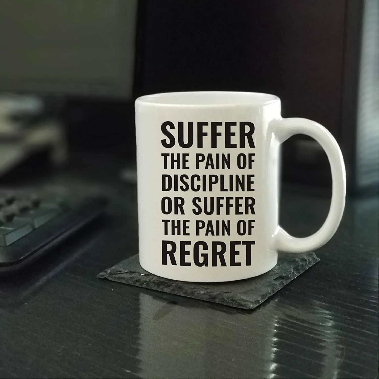 Andaz Press Fitness Coffee Mug Suffer The Pain of Discipline or The Pain of Regret