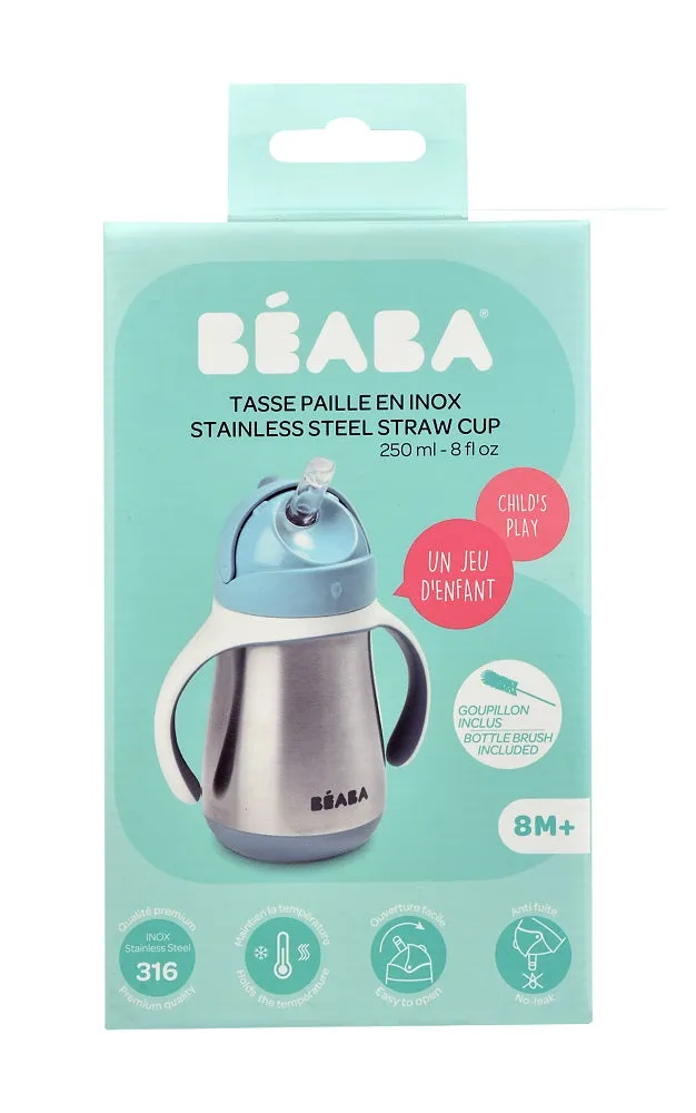 Beaba Stainless Steel Straw Cup - Blue