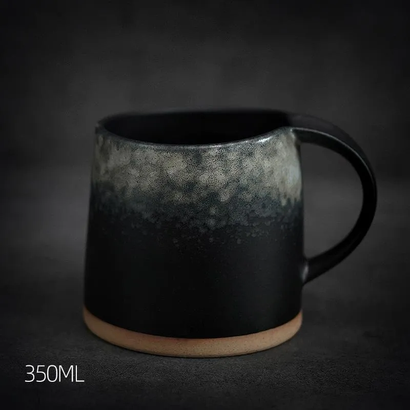 Black Pottery Coffee Cup, Ceramic Coffee Mug, Latte Coffee Cup, Handmade Coffee Cup, Large Tea Cup