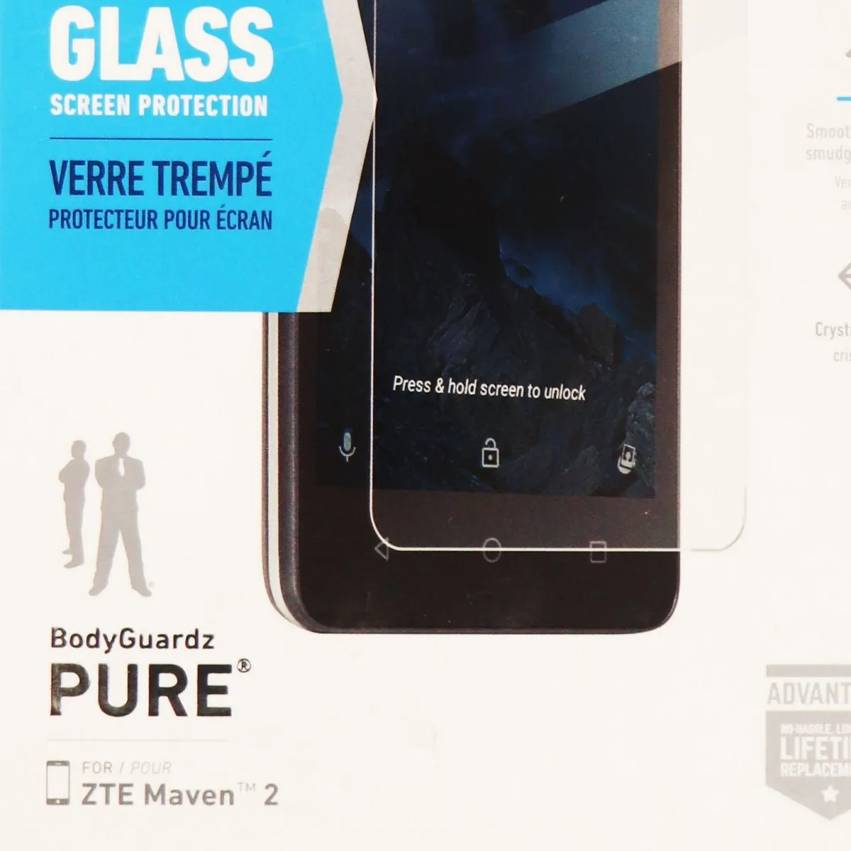 BodyGuardz Pure Series Premium Tempered Glass Screen for ZTE Maven 2 - Clear