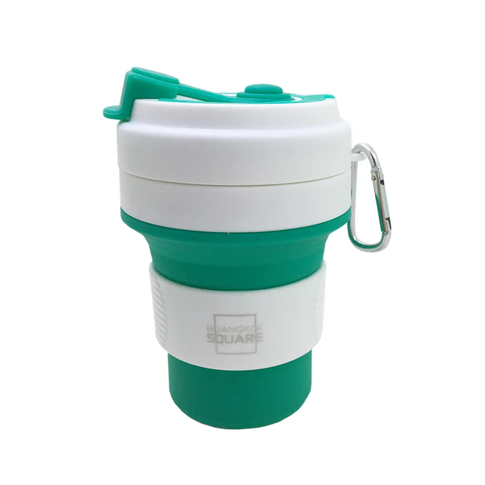 Collapsible Silicone Coffee Mug with Carabiner