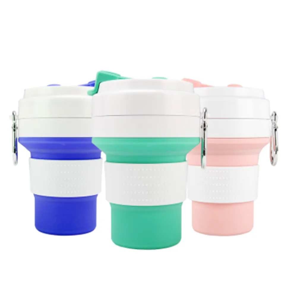 Collapsible Silicone Coffee Mug with Carabiner