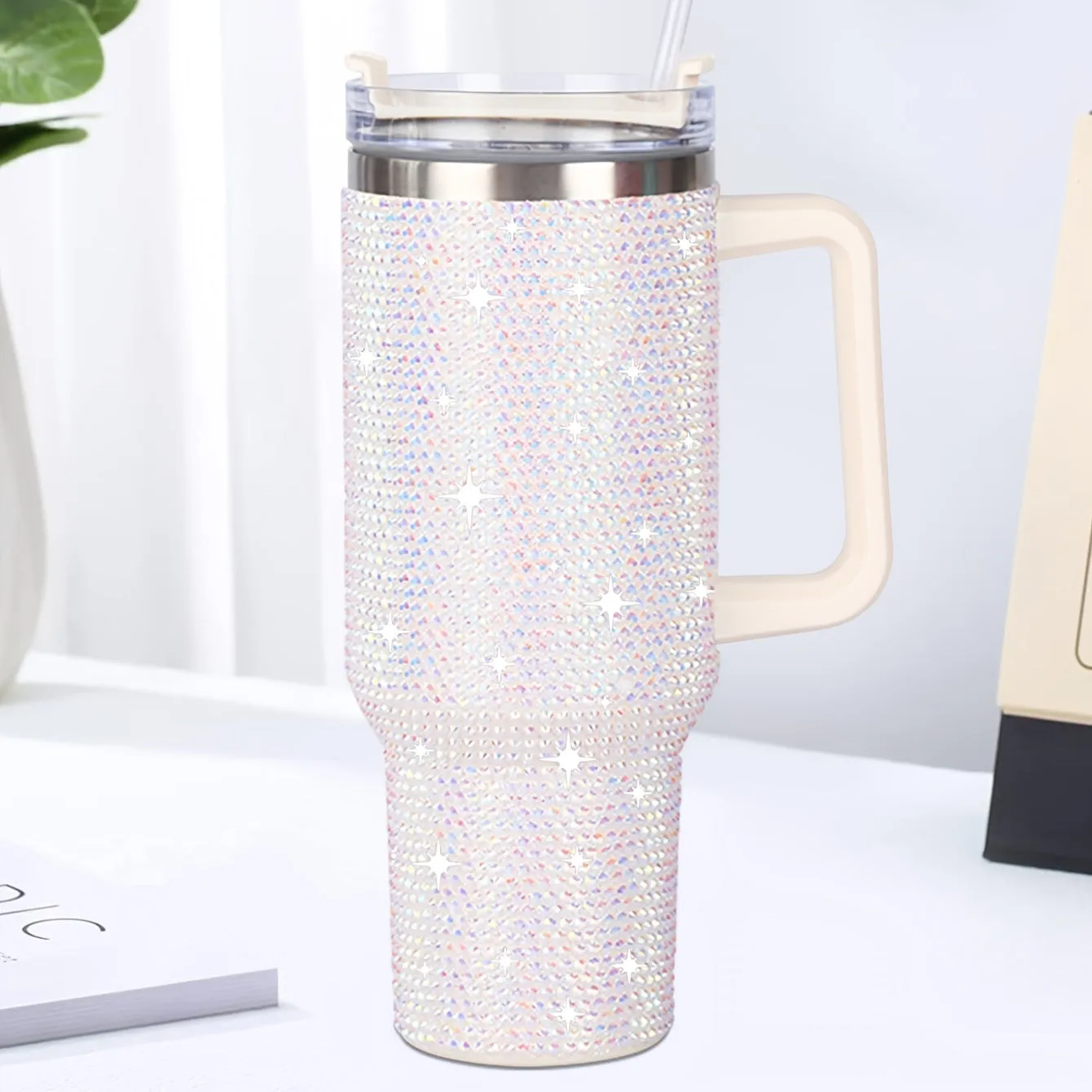 Dazzling Brilliance: Stainless Steel Rhinestone Tumbler 40 Oz