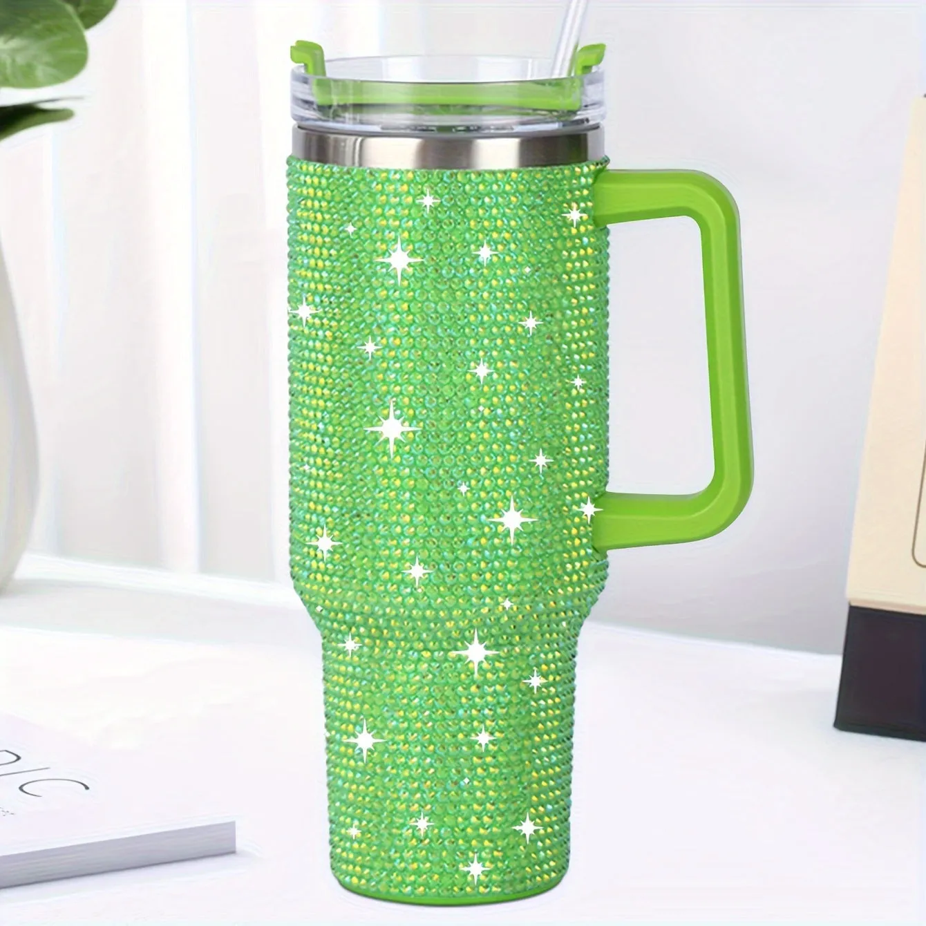 Dazzling Brilliance: Stainless Steel Rhinestone Tumbler 40 Oz