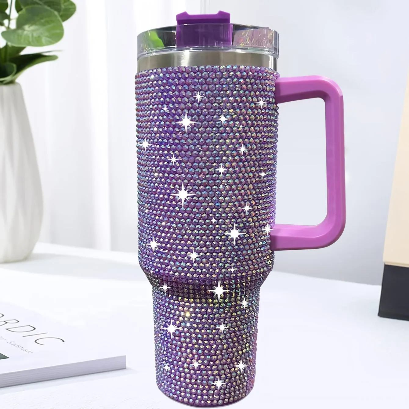 Dazzling Brilliance: Stainless Steel Rhinestone Tumbler 40 Oz