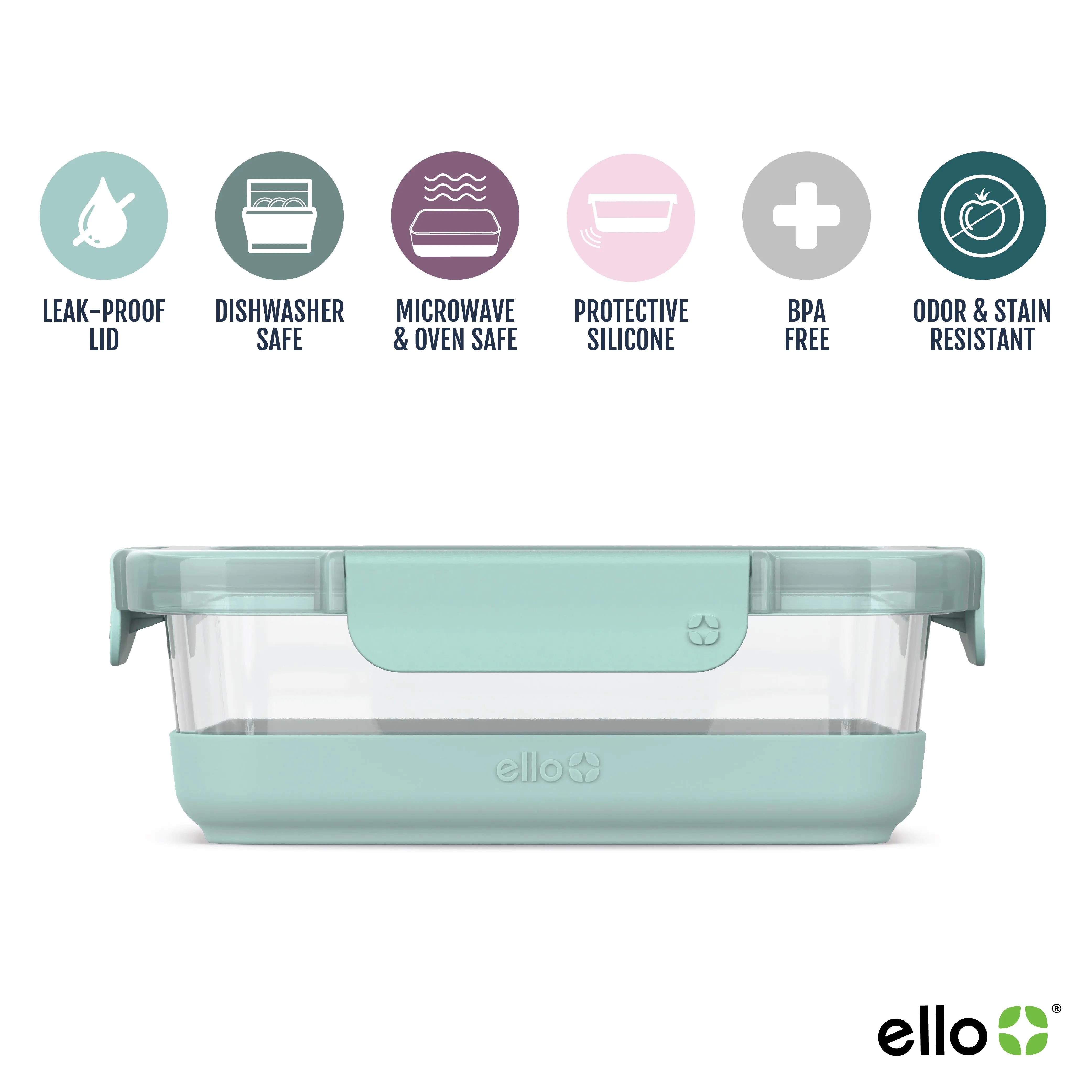 Ello Duraglass Refresh™ Meal Prep Containers, Set of 5