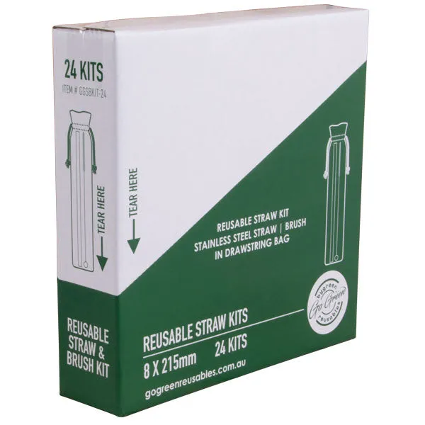 Go Green Stainless Steel Straw & Brush Kit 24 Pack