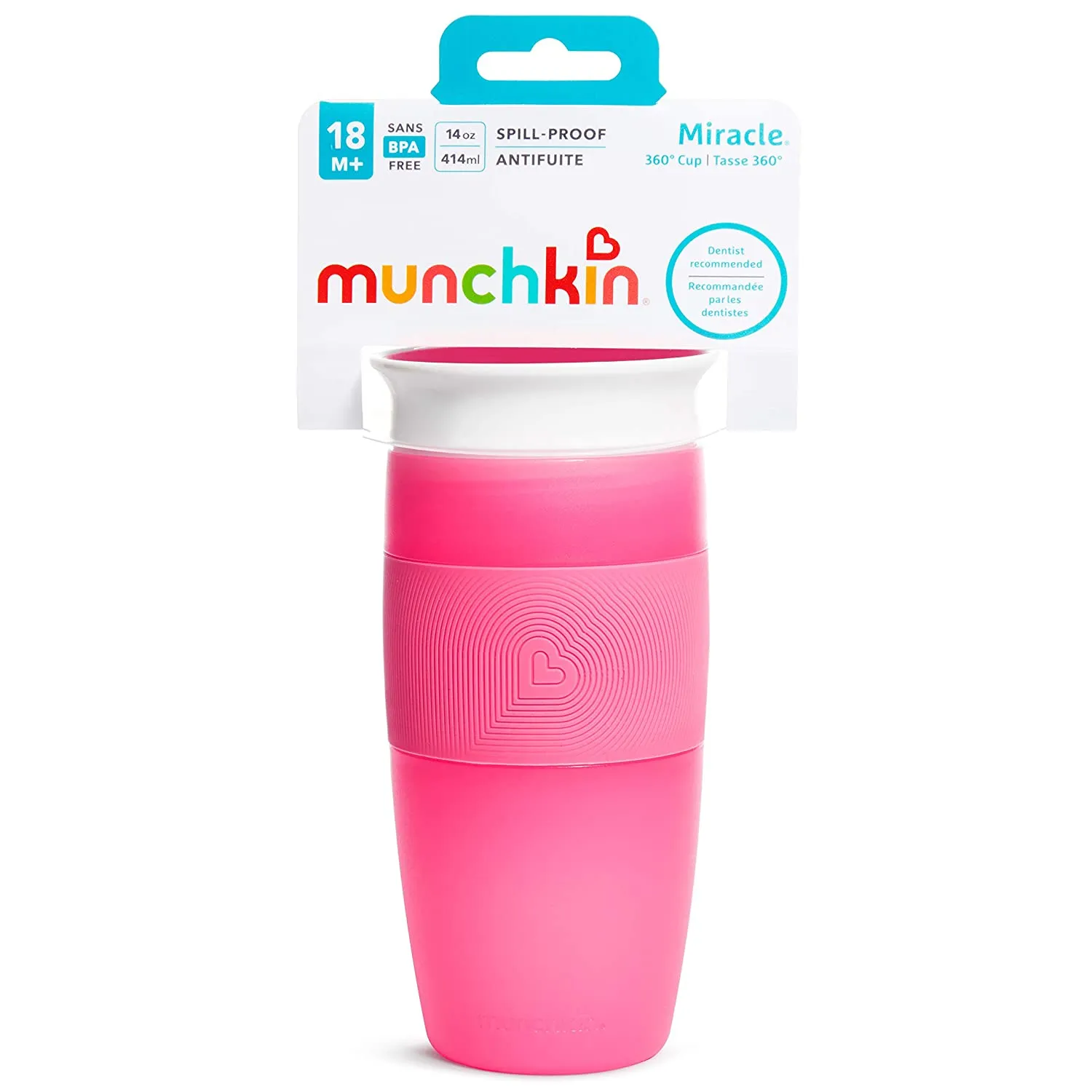 Munchkin Miracle 360 Sippy Cup, Pink, 14 Ounce