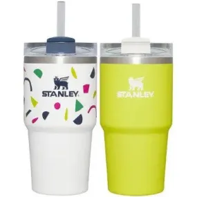 New - Stanley 2pk 20oz Stainless Steel H2.0 Flowstate Quencher Tumblers - Abstract Geos/Electric Yellow