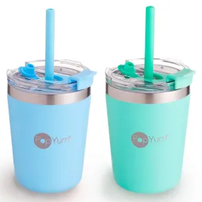 PopYum 9oz Insulated Kids’ Cups, 2-Pack, Blue, Green