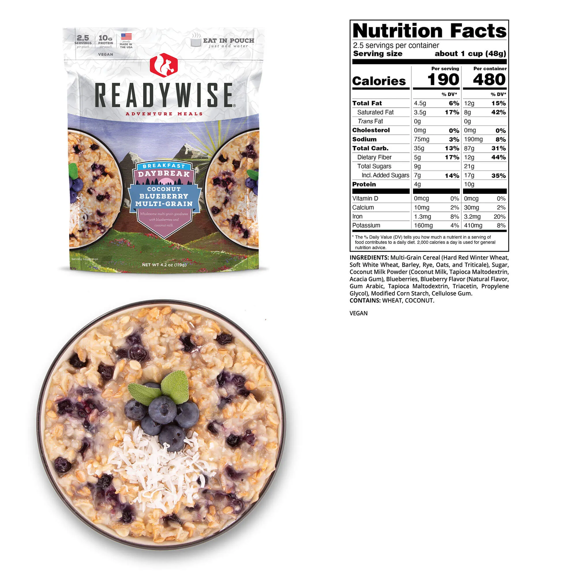 ReadyWise - Daybreak Coconut Milk Blueberry Multi-Grain - 6 Pack