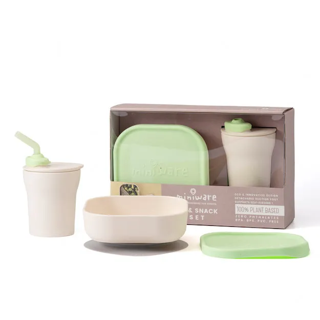 Sip & Snack- Suction Bowl with Sippy Cup Feeding Set Vanilla/Lime