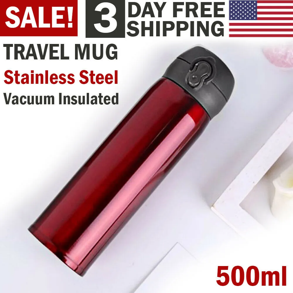 Stainless Steel Insulated Bottle Coffee Travel Mug Tea Cold Hot Drinks Car Cup