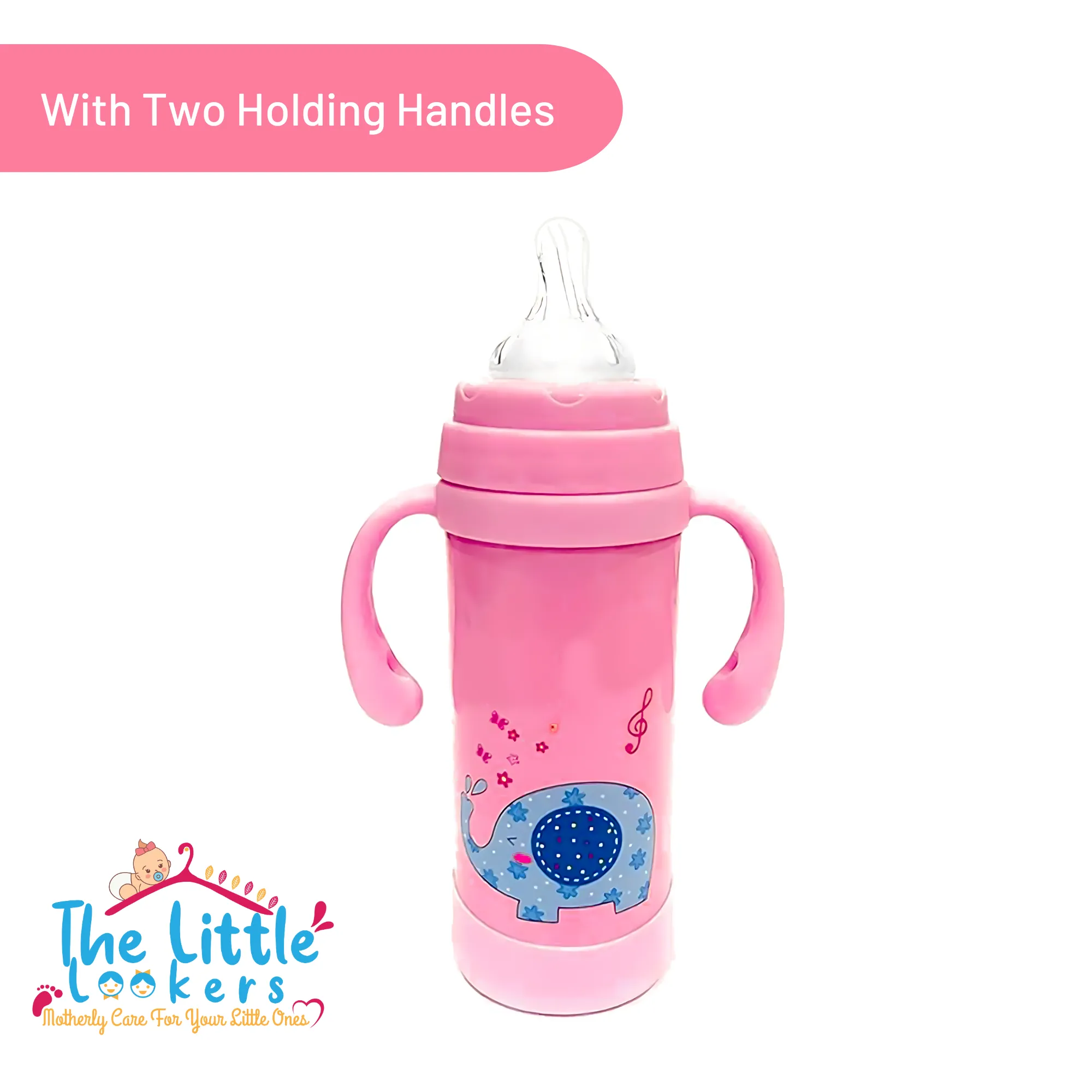 THE LITTLE LOOKERS 2 In 1 Thermal Insulation Stainless Steel Sipper Cum Feeding Bottle/Feeder with Two Sided Handle for Newborns/Infants/Babies/Kids (220ml) Print May Very